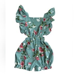 EUC Bailey's Blossom Boutique Floral tie back shorts romper K66